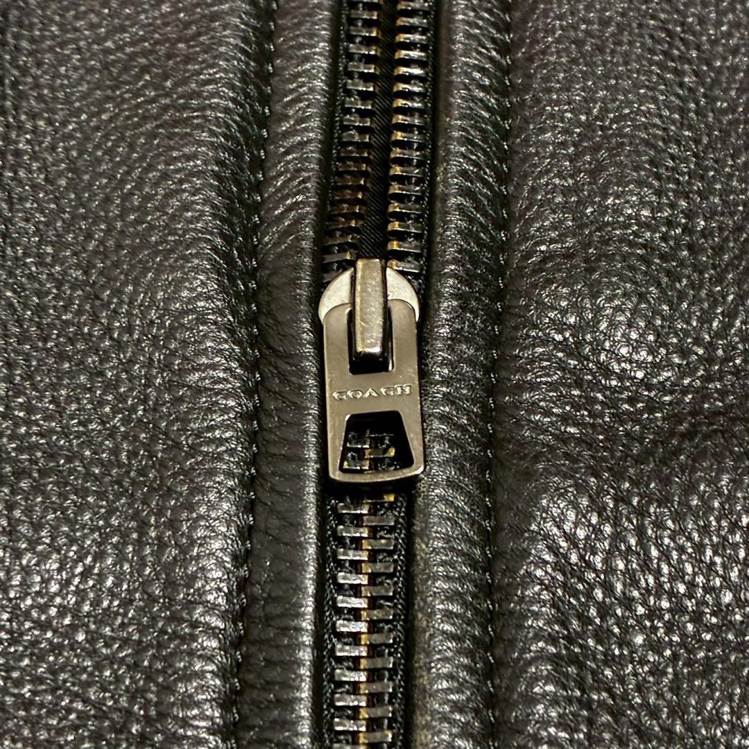 COACH ライダースジャケット　カウレザー　シボ革　M相当　黒　ブラック
