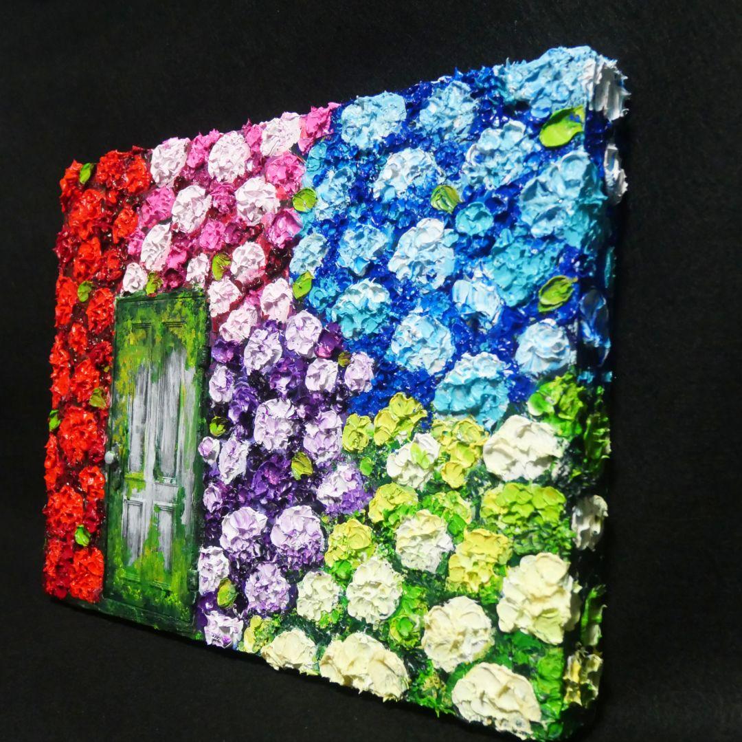 油絵 油彩 油彩画 絵画 絵【扉の先の紫陽花の階段】