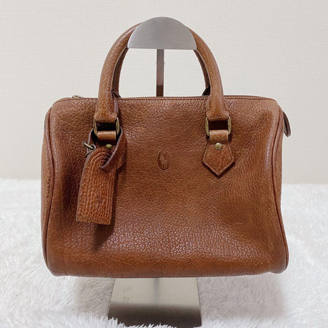 ポロラルフローレン ミニボストンバッグ　ハンドバッグ レザー 本革