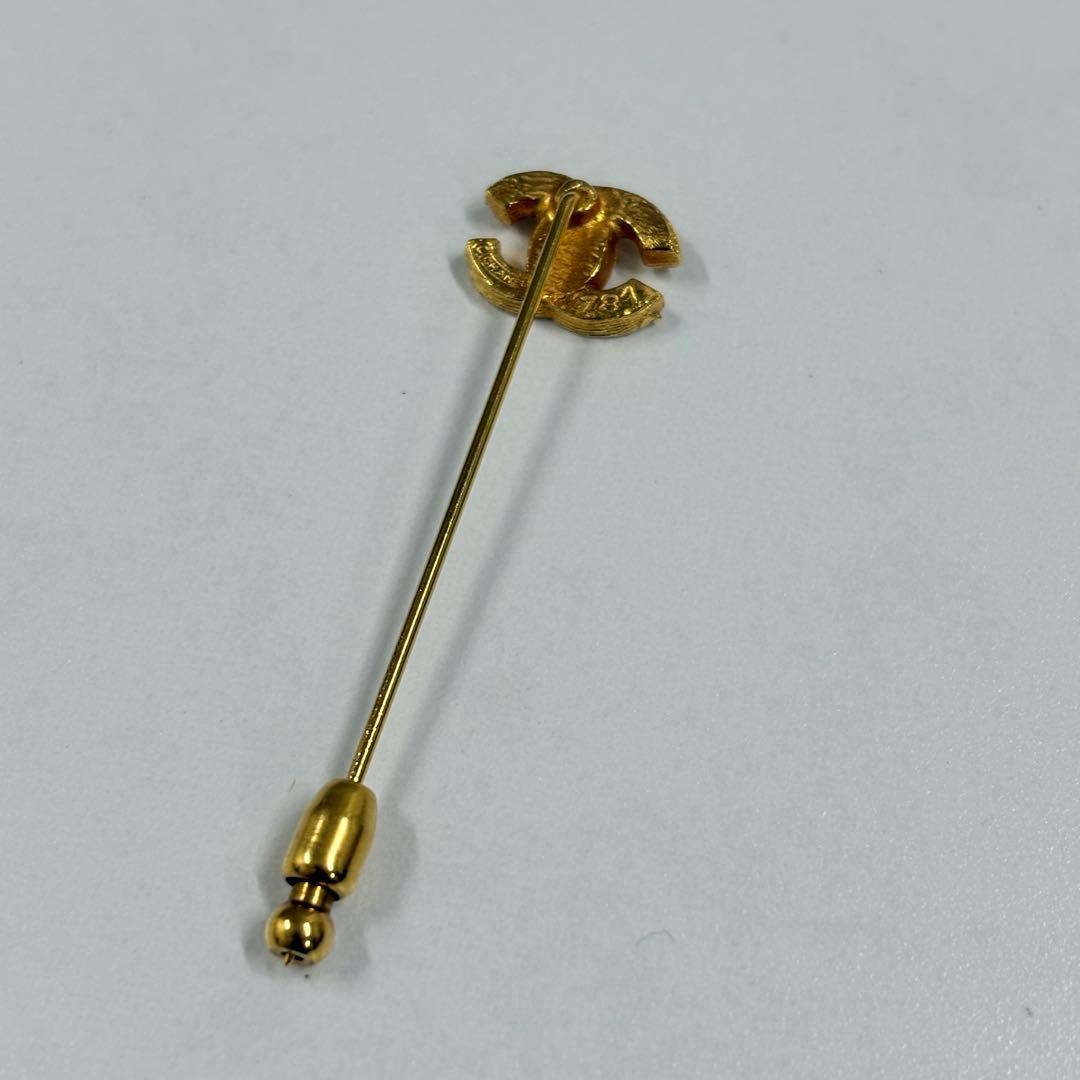美品 CHANEL シャネル ピンブローチ ココマーク ゴールド ラインストーン