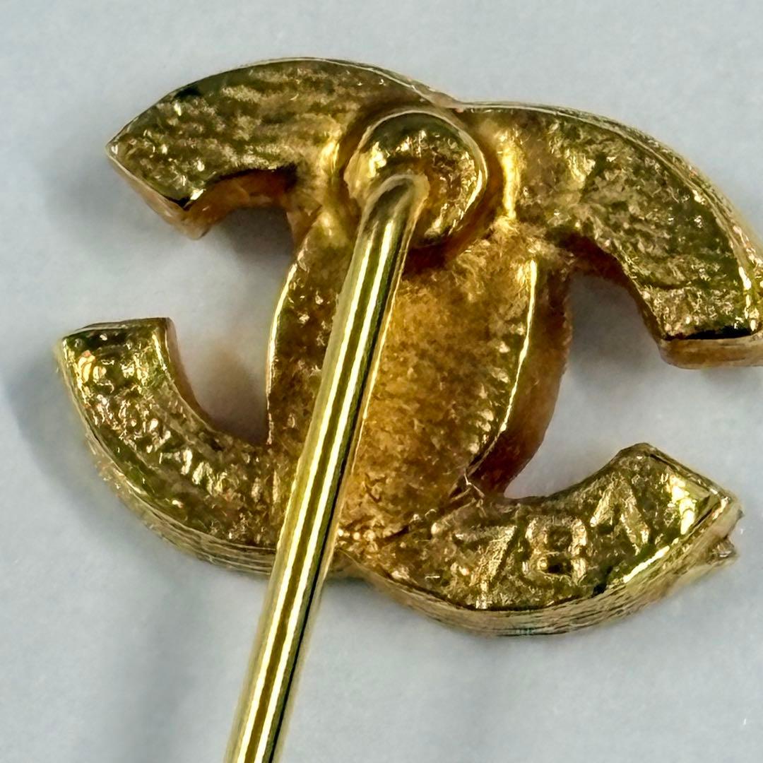 美品 CHANEL シャネル ピンブローチ ココマーク ゴールド ラインストーン