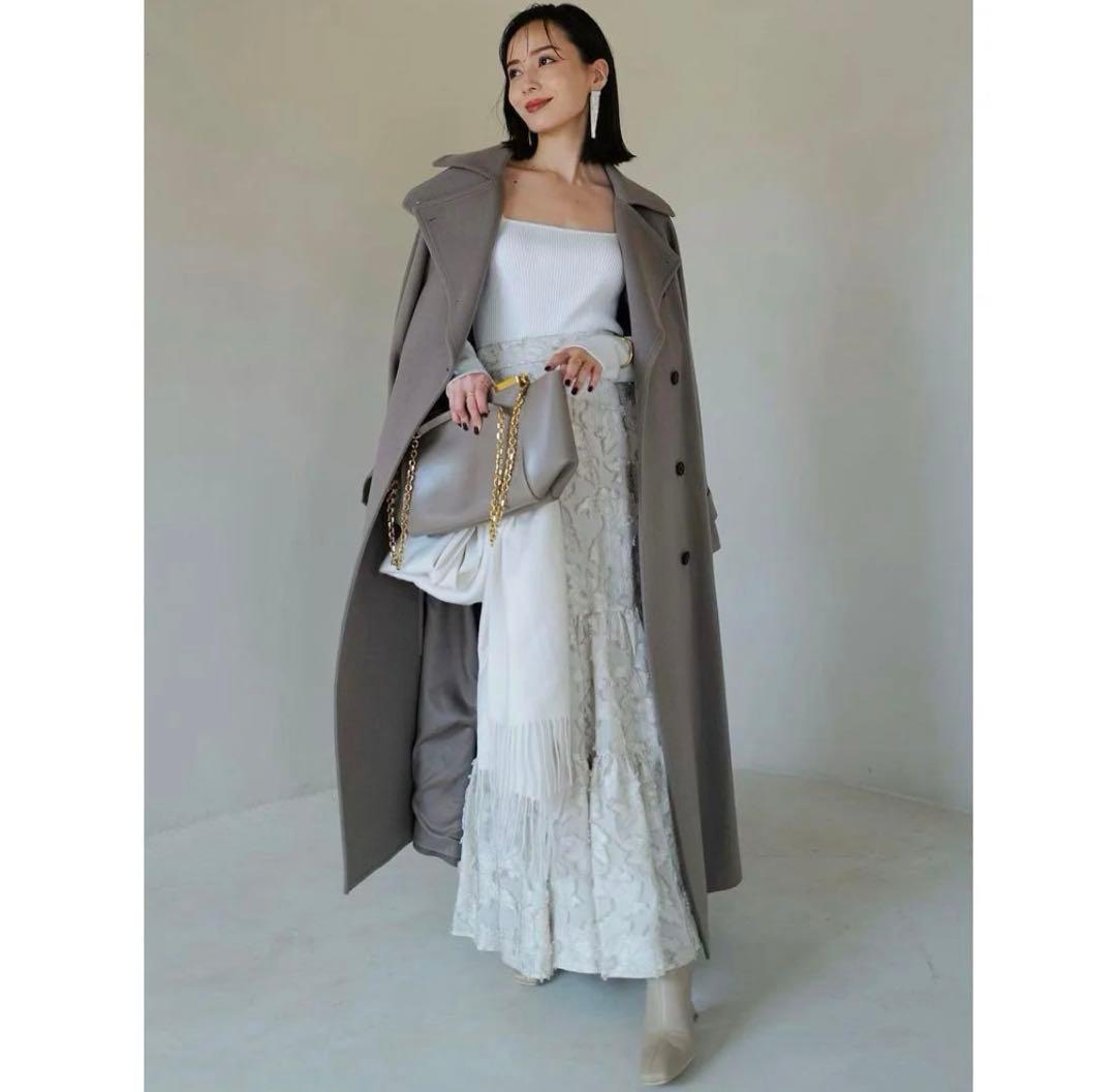 anuans 2023AW ウールトレンチコート　カーキグレーS