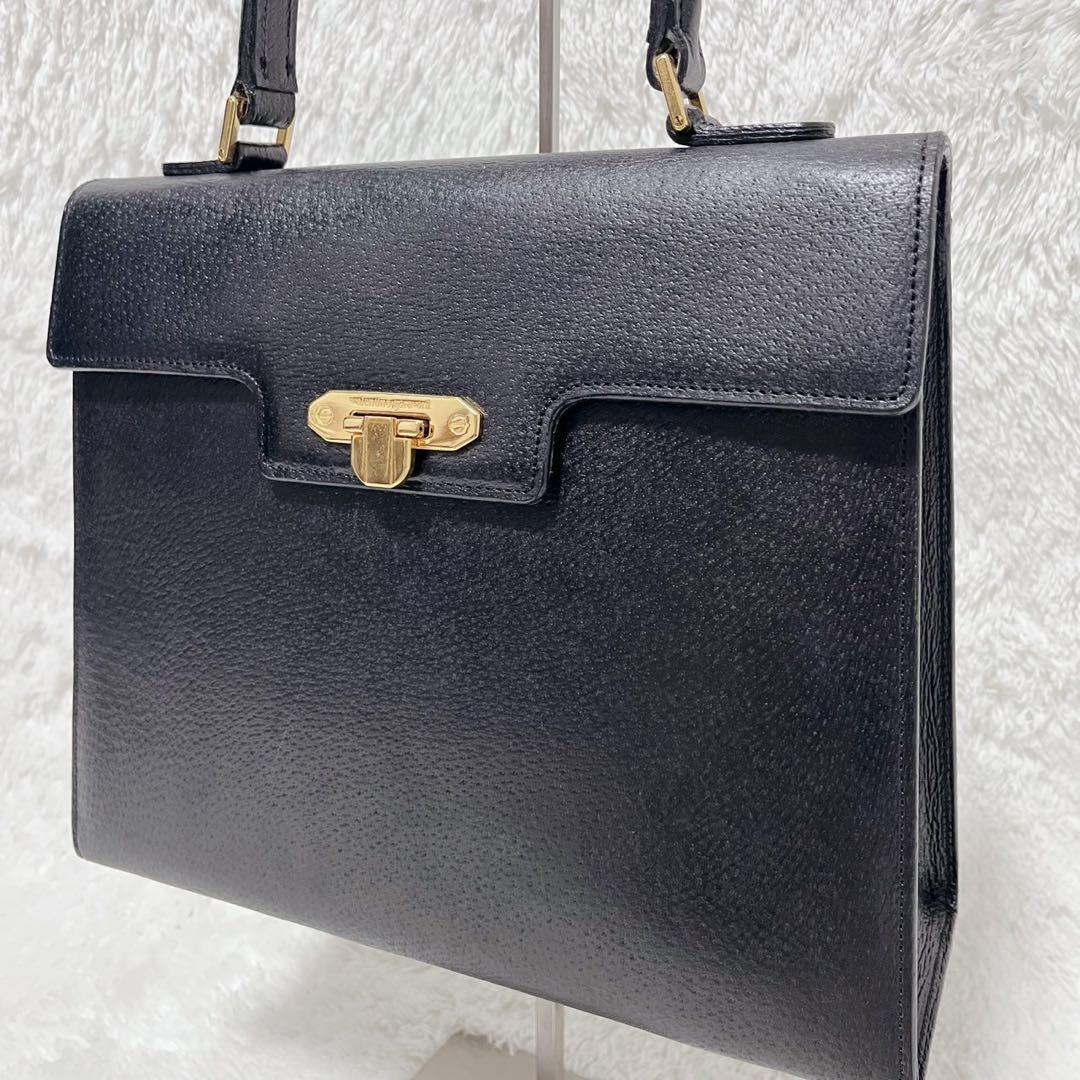 VALENTINO GARAVANI ハンドバッグ ゴールド金具 レザー 黒色