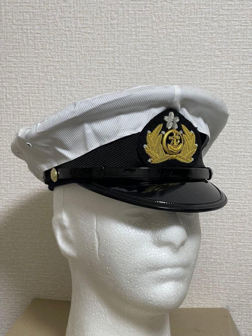 新*線様 大日本帝国海軍 士官軍帽 制帽 58cm 複製品 日覆付 日本軍 未使