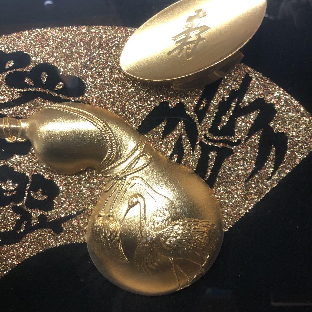 松庵/寿/ひょうたん/24ＫGP純金メッキ/額縁縦50㎝横59㎝程