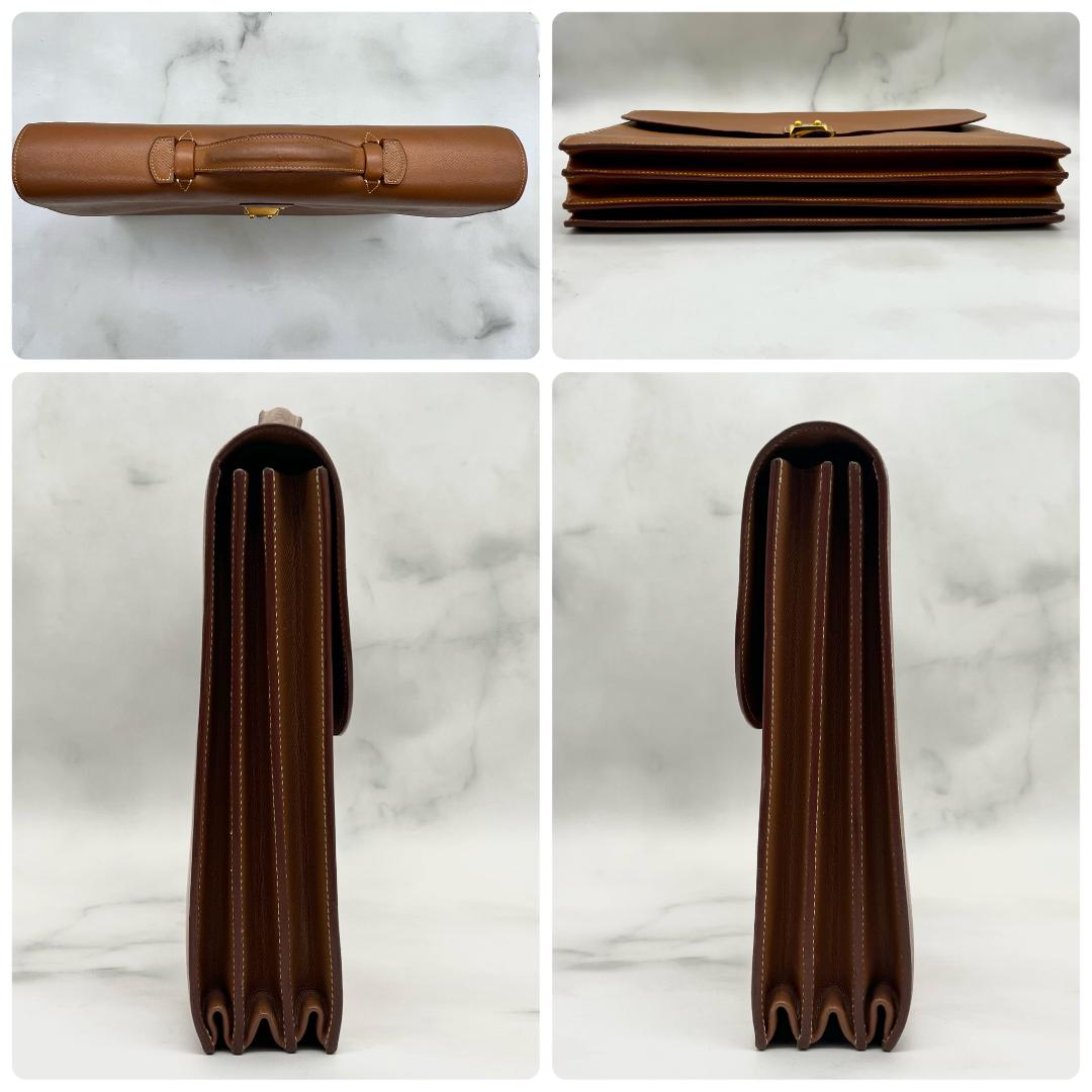 エルメス サックアデペッシュ38 ゴールド クシュベル ブラウン ビジネス 茶