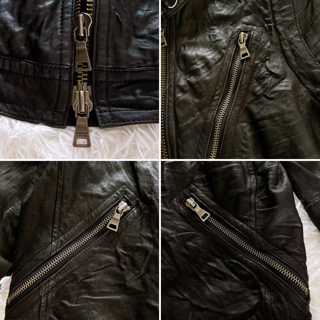 【BURBERRY BLACK LABEL】ライダース 羊革 黒 2way M