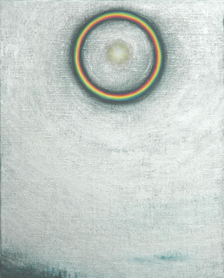 油絵 菅家令子 絵 絵画インテリア額付(白) F3-S102023 風景祈り希望