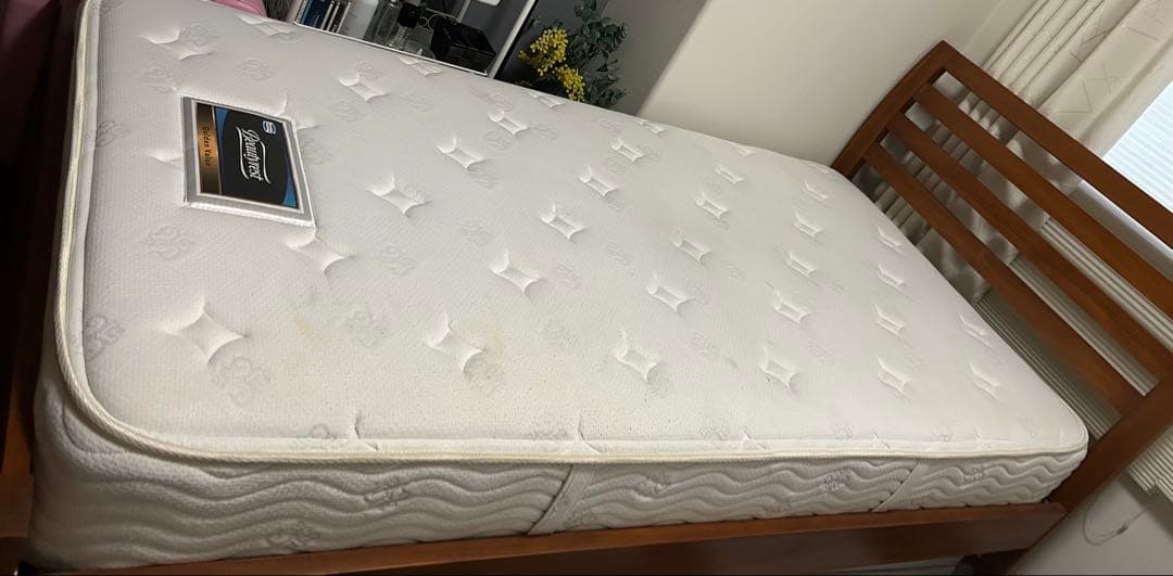 スキャンティーク　シングルベッド　(シモンズマットレス込み)中古品