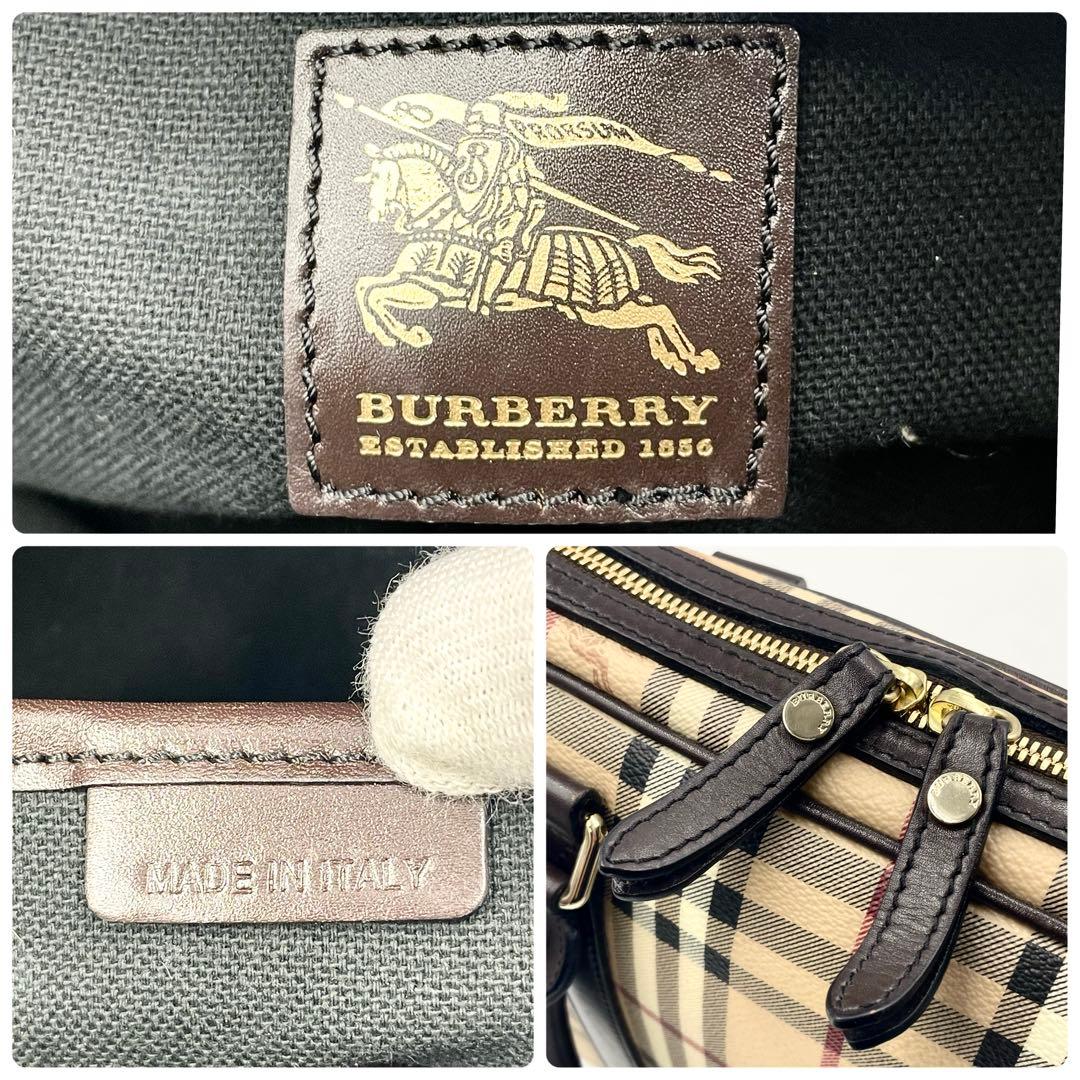 【美品】バーバリー ノバチェック ホースロゴ ビジネスバッグ 2way A4可