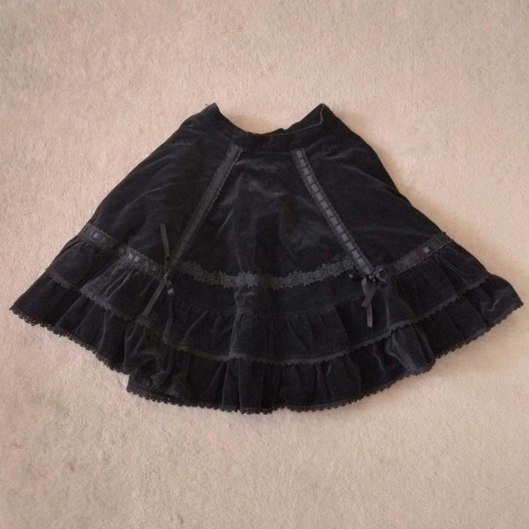み*ん様 BABY 別珍 膝丈 スカート 黒