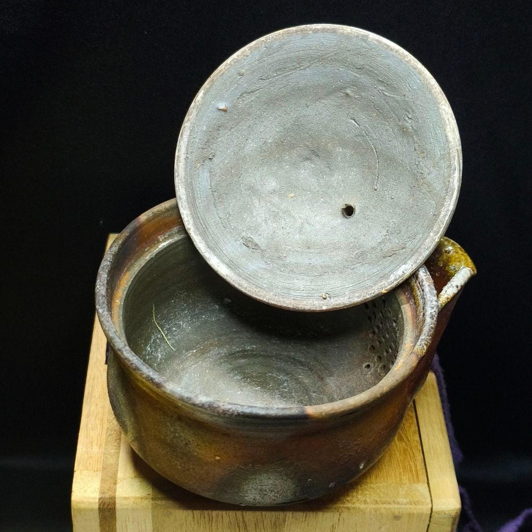 茶道具 備前焼 窯変宝瓶 藤本道生 共箱 共布 作歴 火襷 胡麻 未使用煎茶器