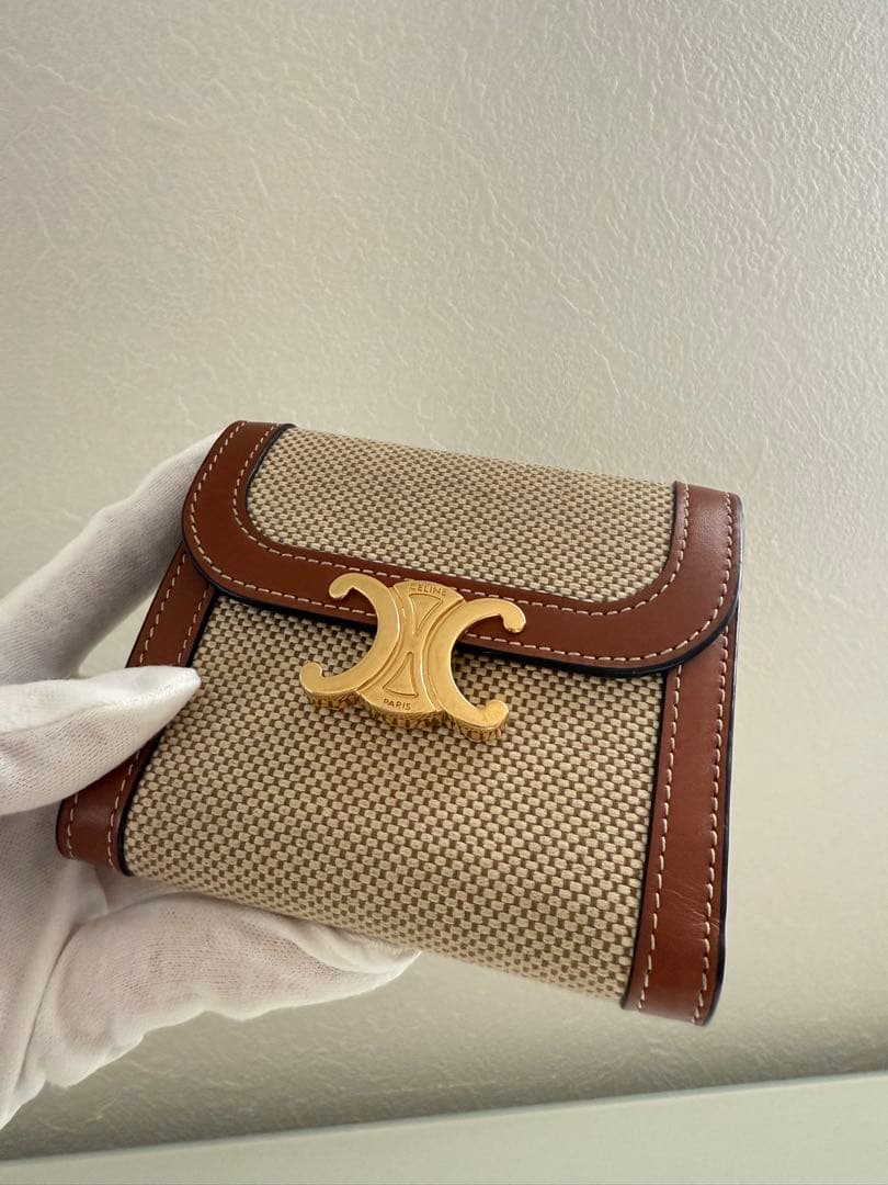 CELINE 三つ折り財布 ベージュ/ブラウン