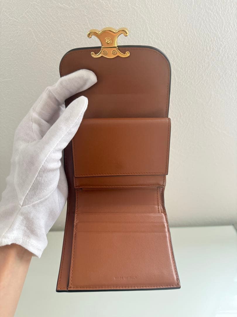 CELINE 三つ折り財布 ベージュ/ブラウン