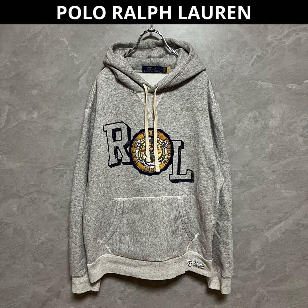 現行 タグ ポロ ラルフローレン メンズ タイガー ワッペン パーカー M