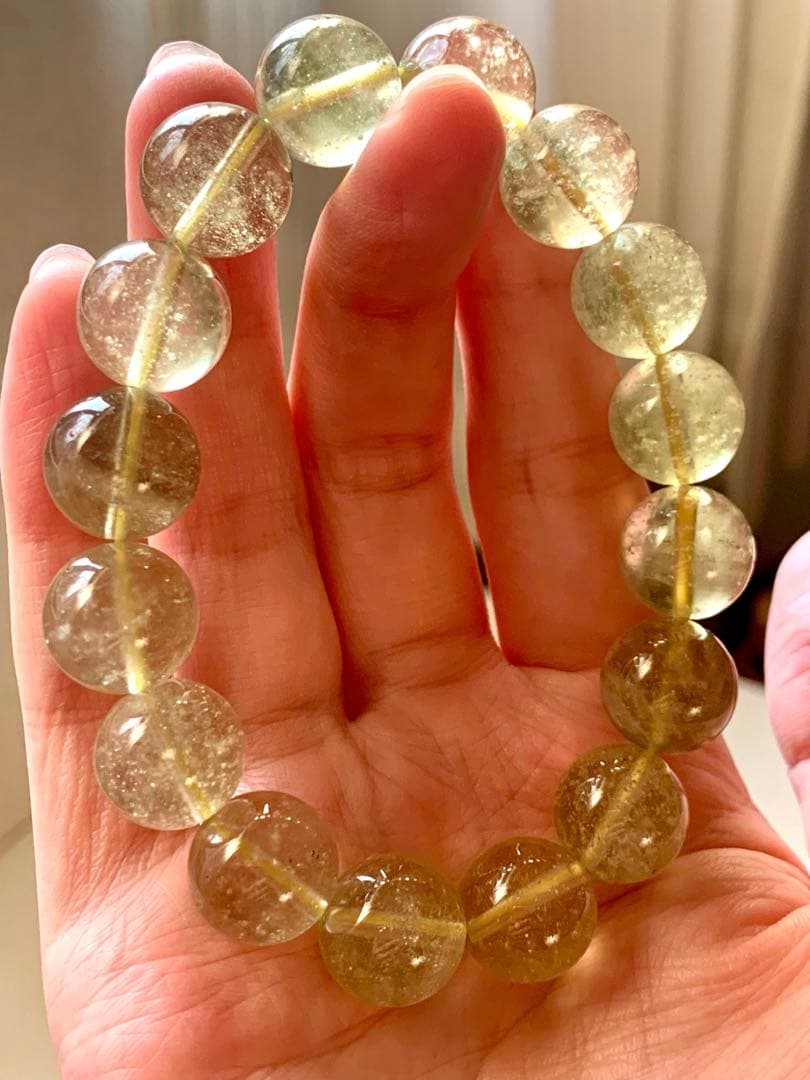 最高品質リビアングラス丸玉ブレスレット　大玉ブレス　隕石パワーストーン　化石標本