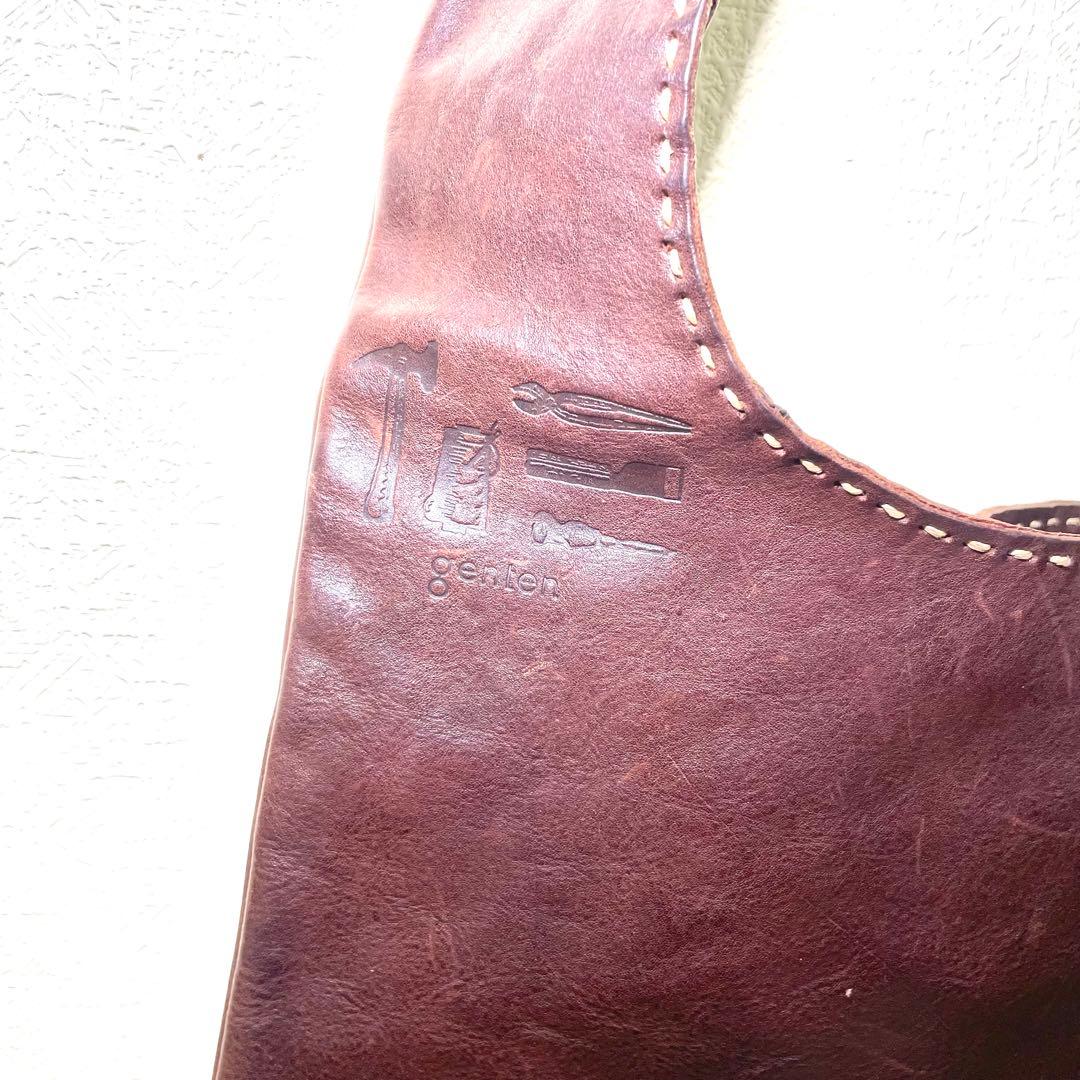 genten ゲンテン ユーフラテス レザーショルダーバッグ ブラウン