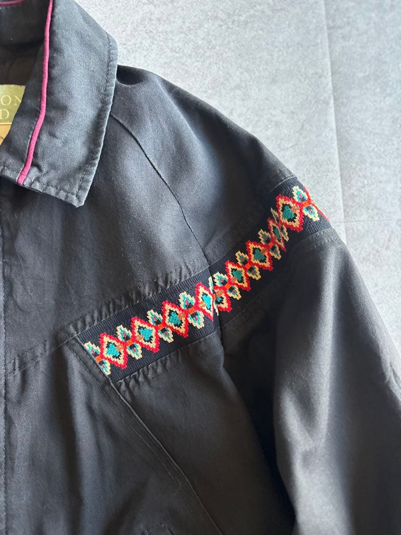 90s USA製 CANYON GUIDE ネイティブ柄ジャケット 短丈ブラック