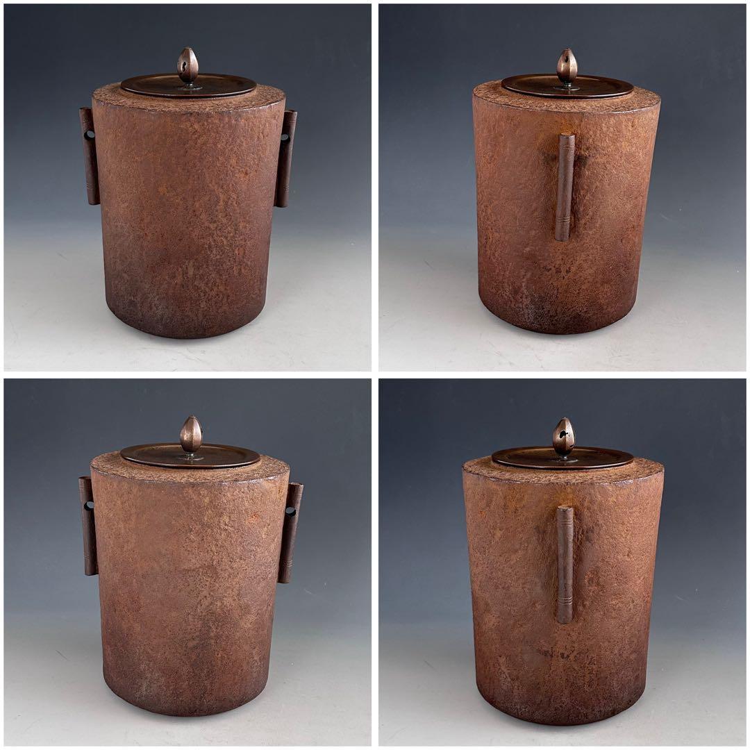 茶道具　筒釜　横倉友次郎　共箱　山形鋳物　釣釜　　風炉用　茶事　稽古　野点