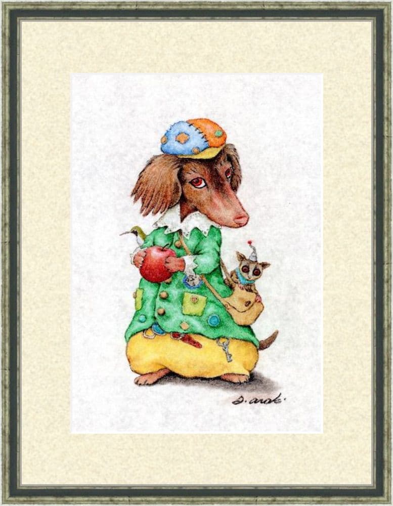 【原画】『ジュネリコ』（絵画　パステル画　犬　ミニチュアダックス　犬イラスト）