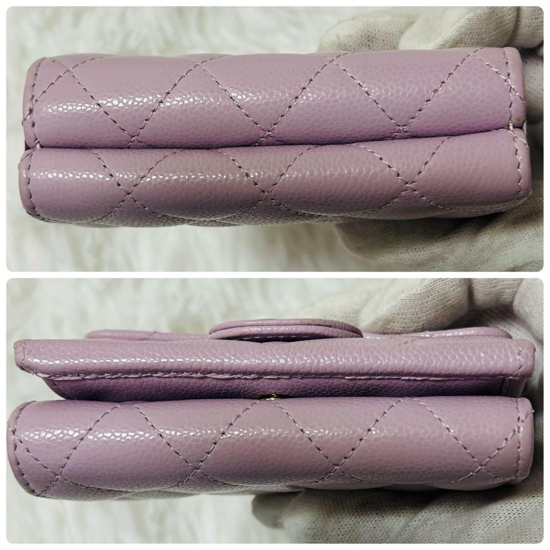 CHANEL シャネル レザー ミニウォレット 三つ折り財布 ピンク