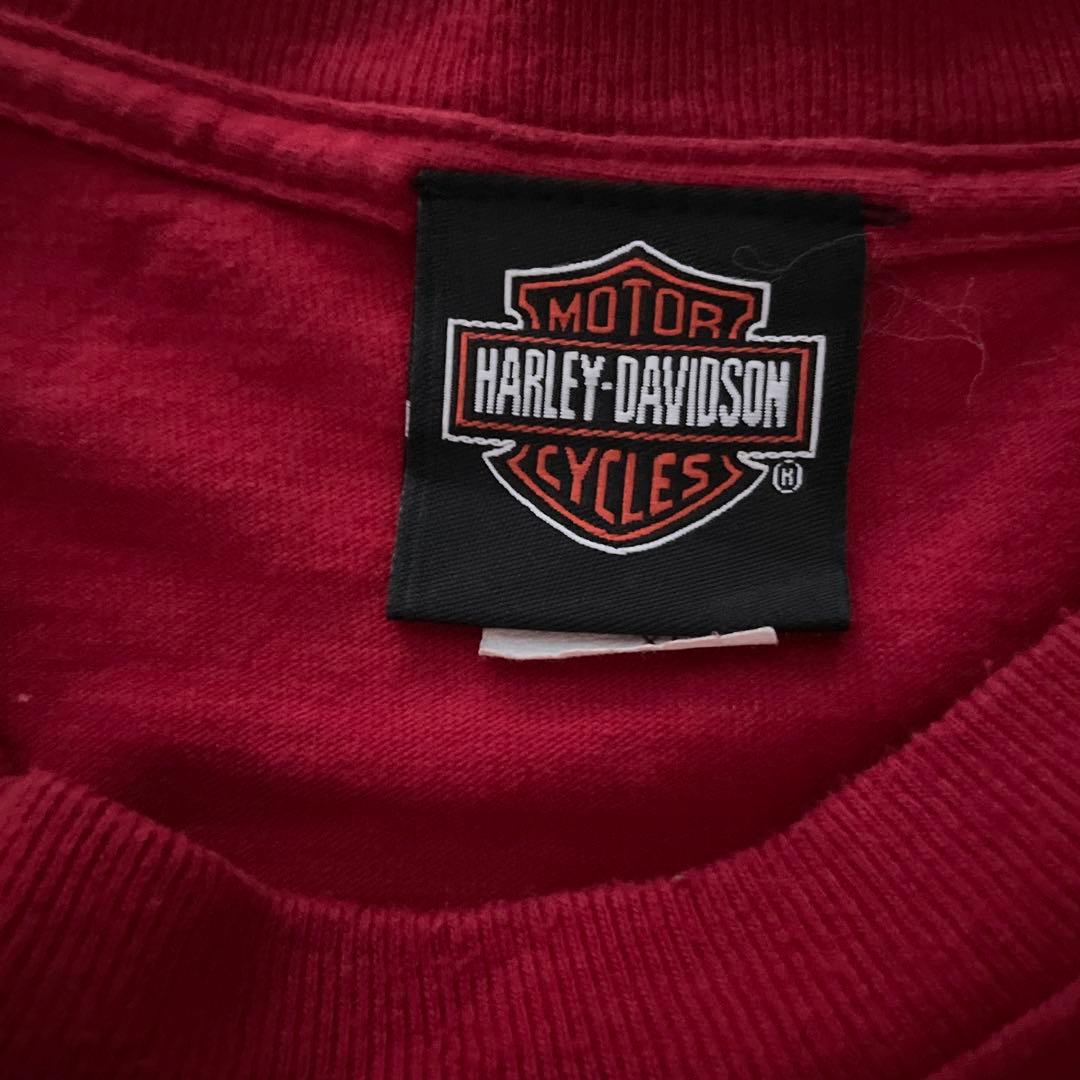 HARLEY-DAVIDSON 赤 長袖 Tシャツ　ハーレーダビッドソン ロンT