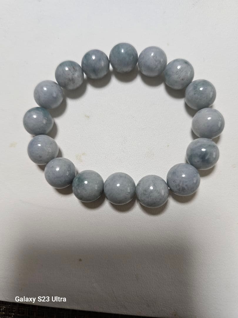 糸魚川青翡翠１２mm１６玉ブレスレット　証明書付き