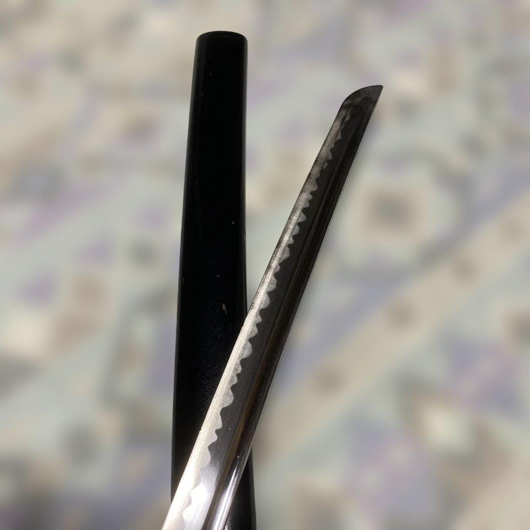 居合刀(刀袋付) 茶柄 竹笹木瓜真鍮鍔 黒梨地呂鞘