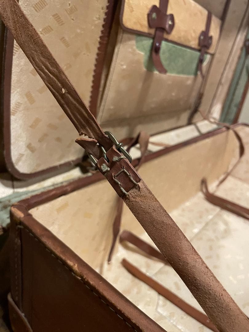 アンティーク レザー トランク 本革 特大 ヌメ革 キャメル キャリー ケース