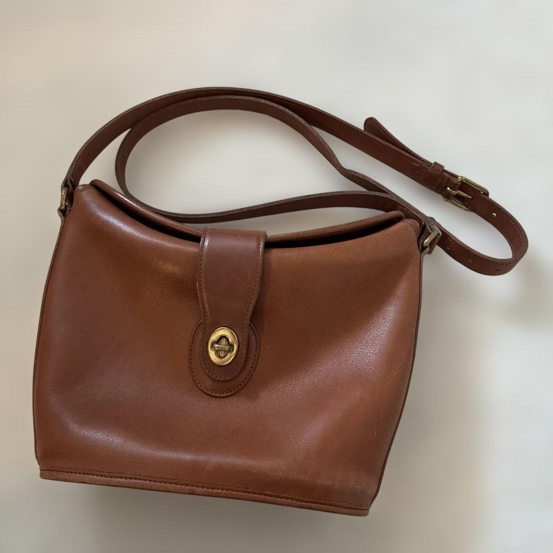 オールドコーチ ブラウンレザー ショルダーバッグ ターンロック 9948