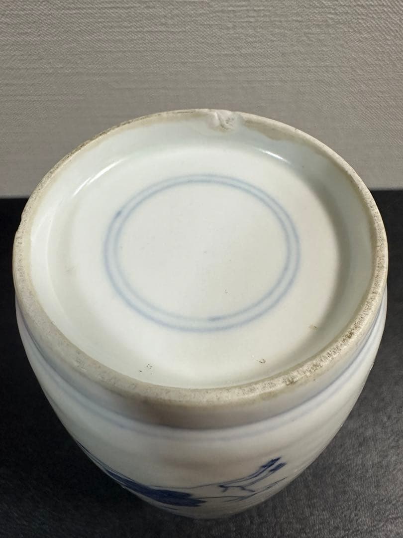 中国骨董　青花人物棒槌瓶　清時代