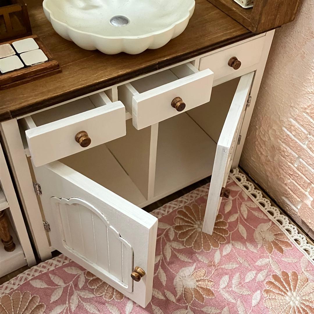 ミニチュアドール家具　キッチンシンク・キッチン台　2点セットドールハウス　1/6