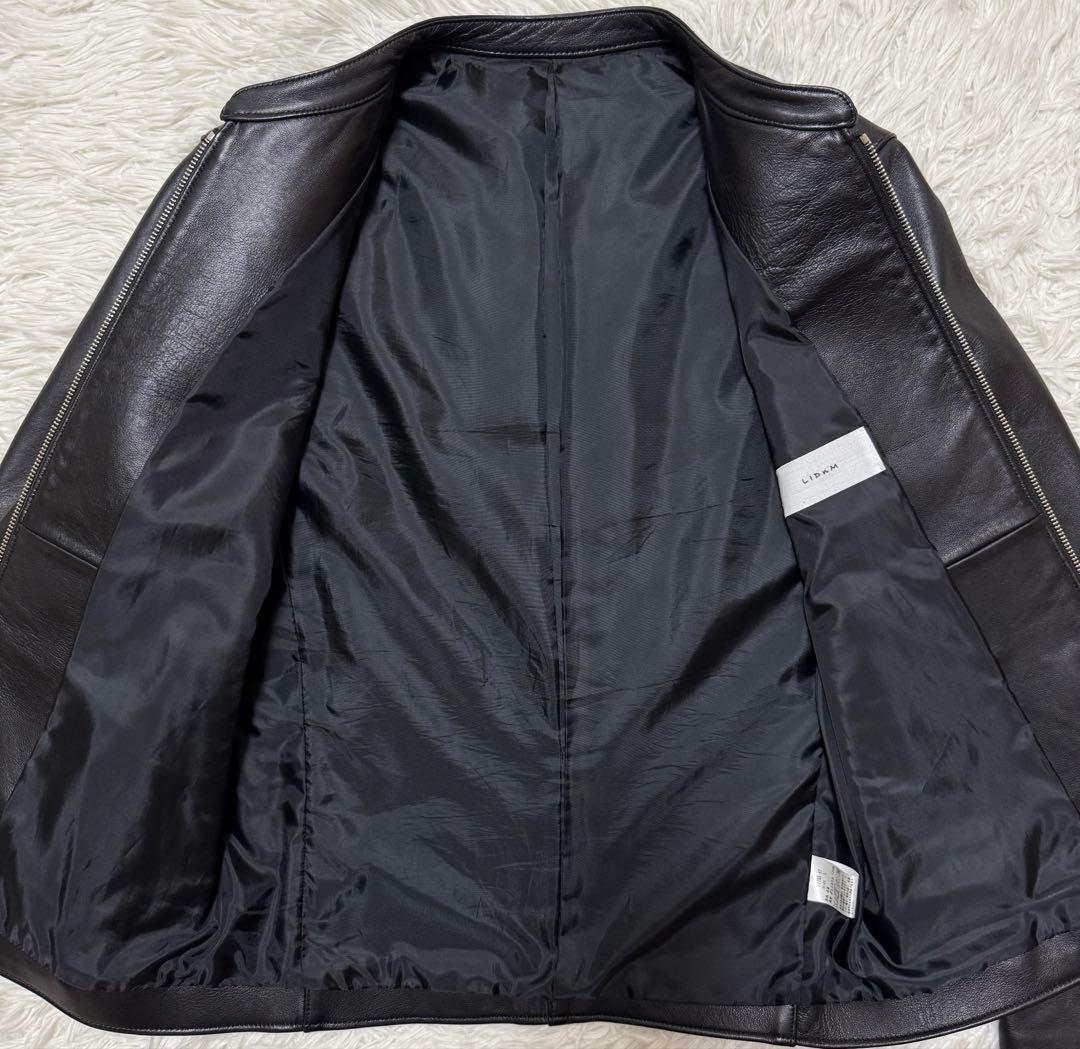 LIDNM レザーライダースジャケット　シングルライダース　シープレザー　羊革