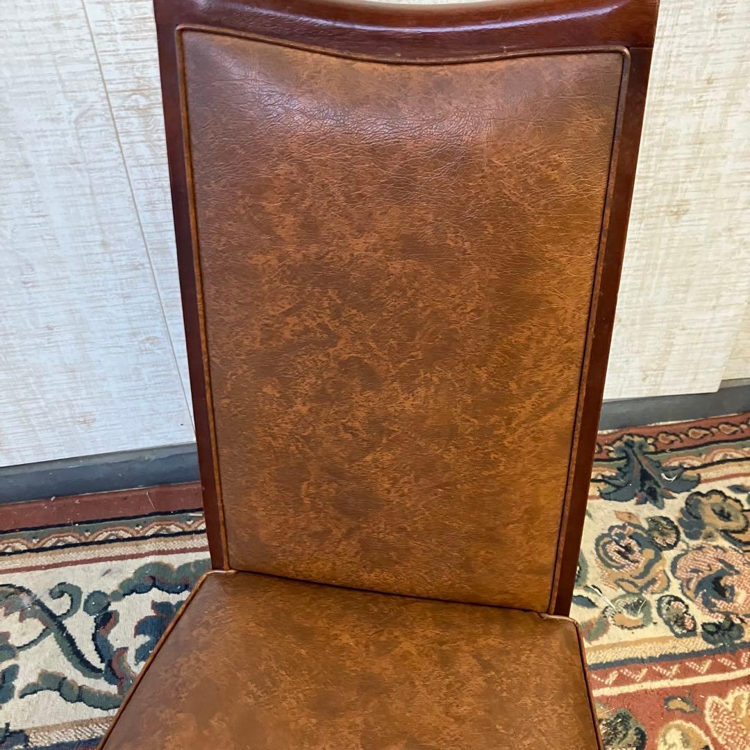 ④北欧レトロ マルニ木工 木製椅子 鋲打ちダイニングチェア ロビーチェア 古家具