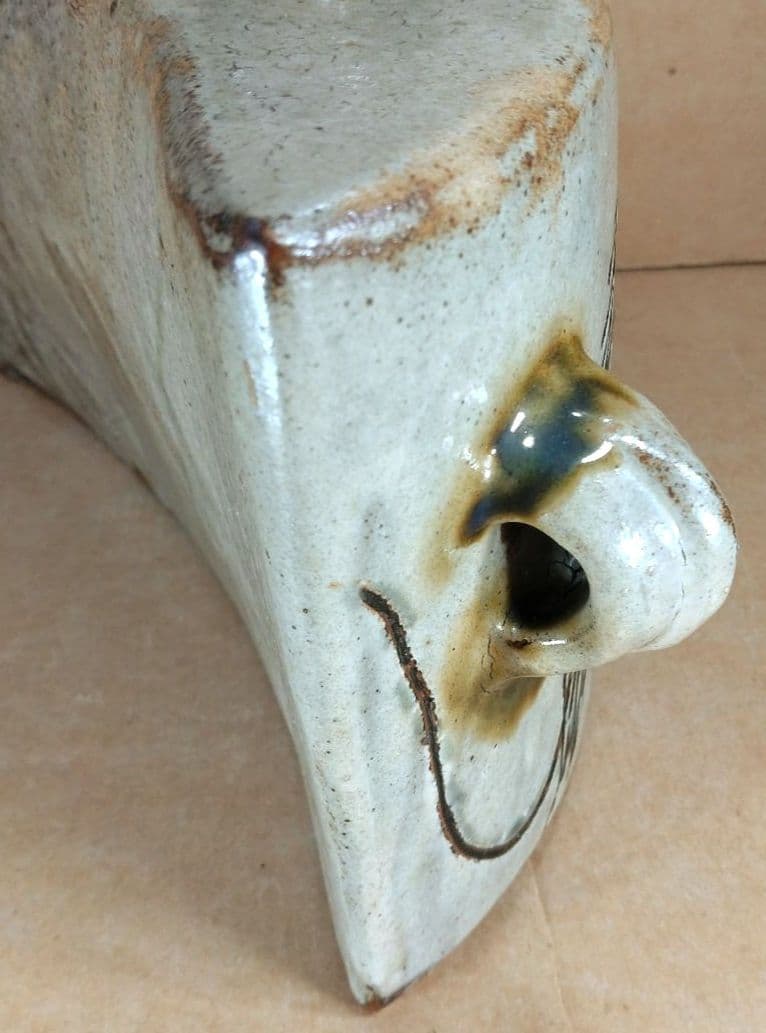 【本物保証】金城次郎 海老魚紋抱瓶 共箱 栞 ｗ28㎝超 壷屋焼 人間国宝 無傷