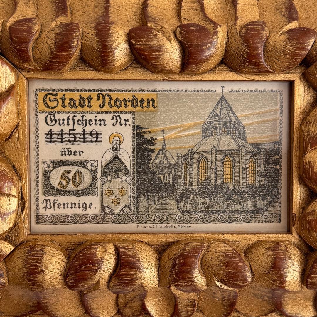本物保証 アンティーク額装＋希少ノートゲルト5点セット ドイツ