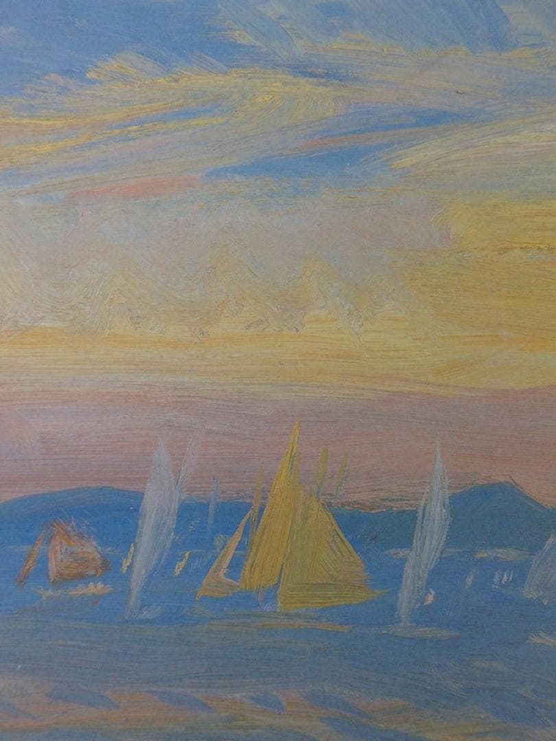 山下充、【ヨット　サントロペ】、希少な額装用画集より、新品額装付、状態良好