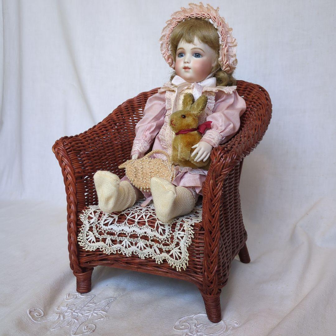 フランスアンティーク ドールチェア ② ローズマダー ラタン