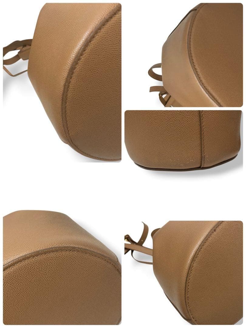 【美品】フルラ　バケット　巾着ショルダーバッグ　ロゴ金具　レザー　茶色　斜め掛け