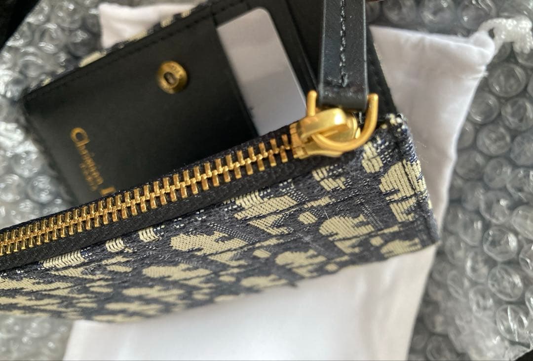 極美品箱付き/DIOR /ミニバイフォールドウォレット オブリークジャガード