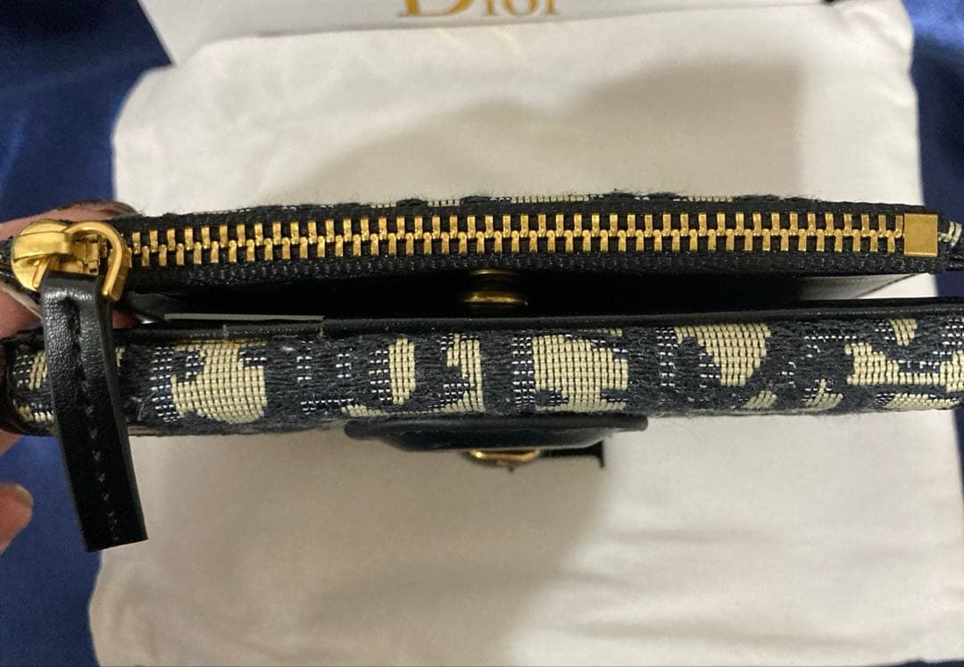 極美品箱付き/DIOR /ミニバイフォールドウォレット オブリークジャガード