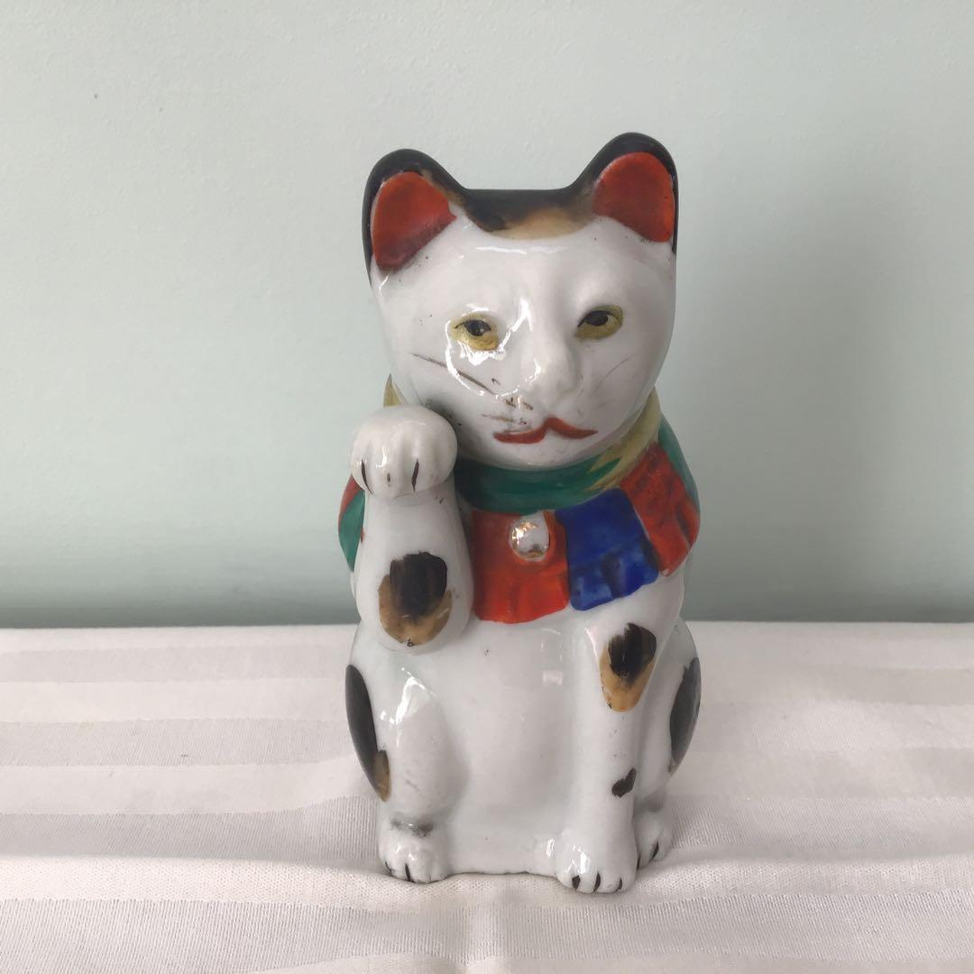 骨董　陶器製　招き猫