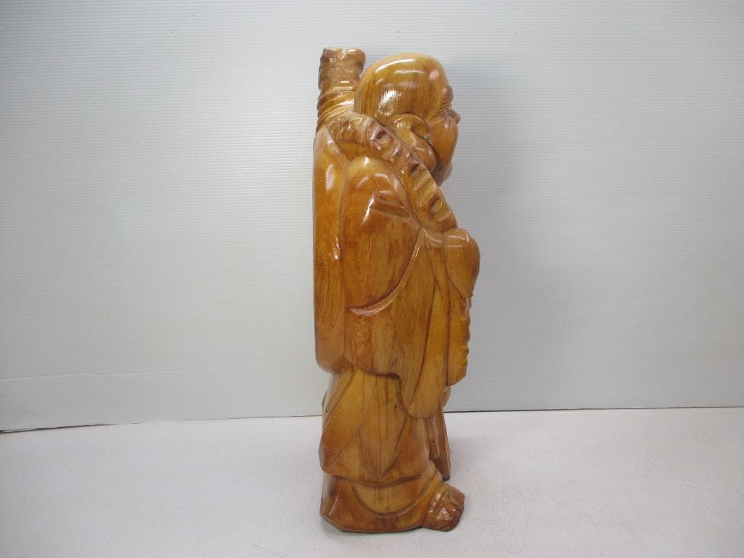 七福神 木彫り 布袋様 置物 木製 縁起物 開運 夫婦円満 笑門来福 58cm