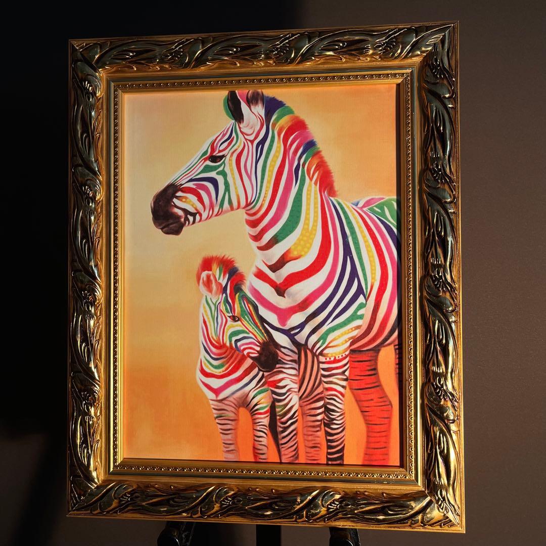 キャンバス プリントアート ゼブラ インテリア 額付き 絵画