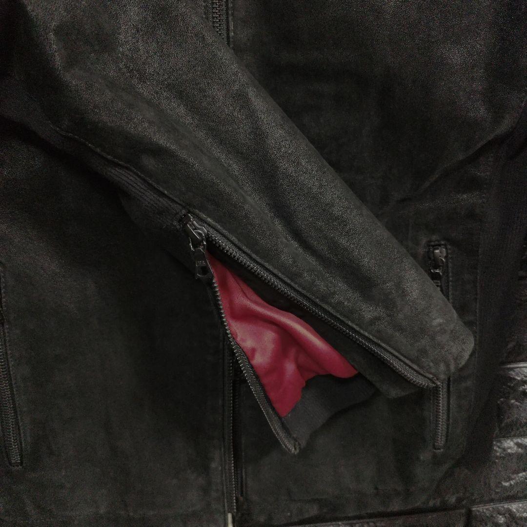 美品　ノーアイディー　黒１色　レザー（豚革）シングルライダースジャケット