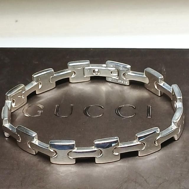 極美 新品仕上げ グッチ Hリンク ブレスレット シルバー 925 ヴィンテージ