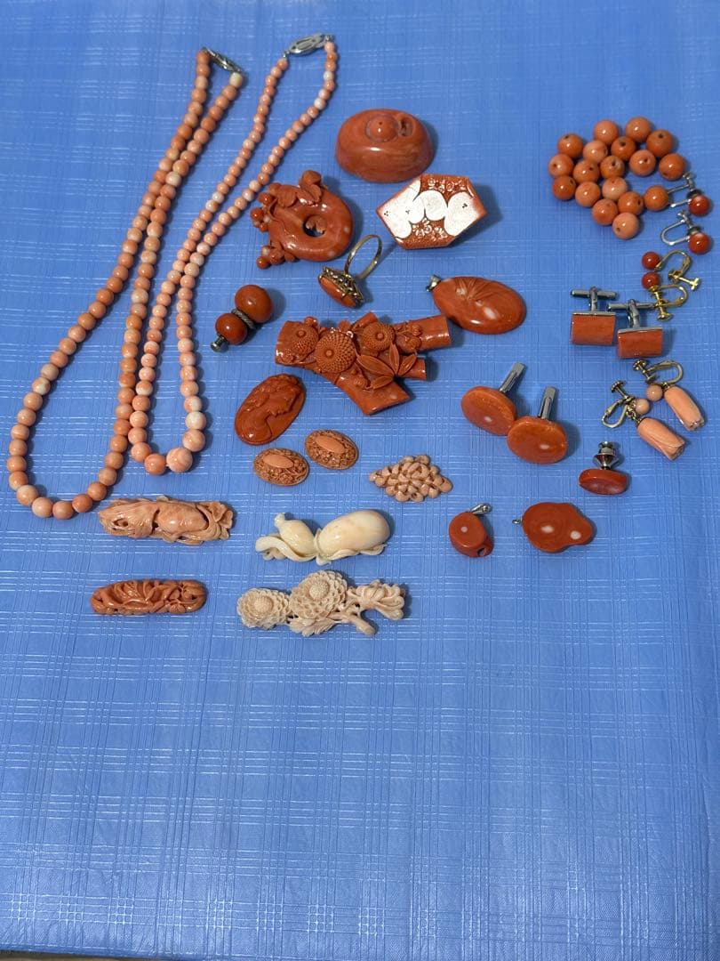 珊瑚 サンゴアクセサリー 珊瑚玉 14k金珊瑚指輪 265グラム