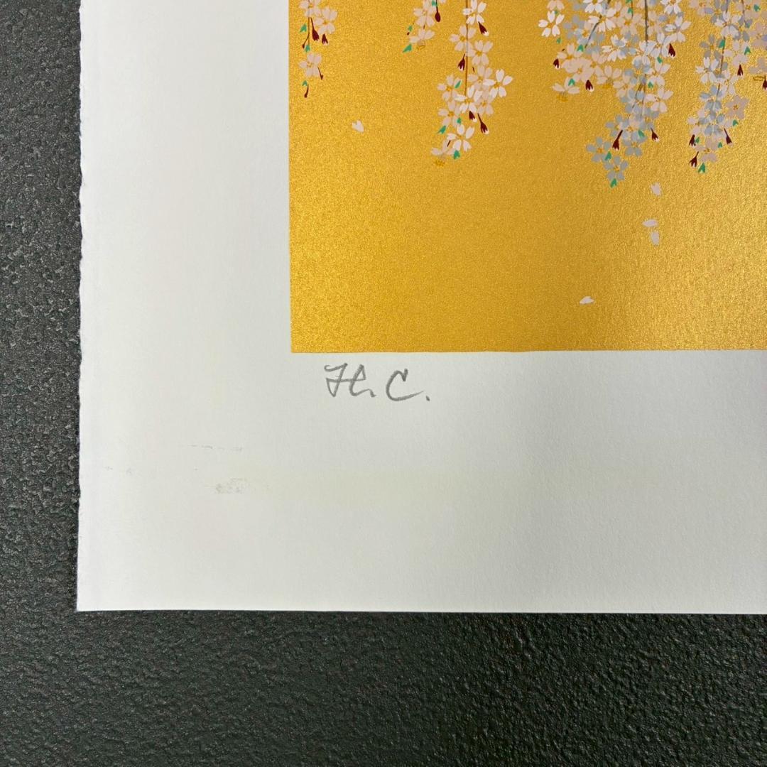 美品 中島千波「久遠寺の瀧桜」シルクスクリーン 大作 直筆サイン・落款有 名画