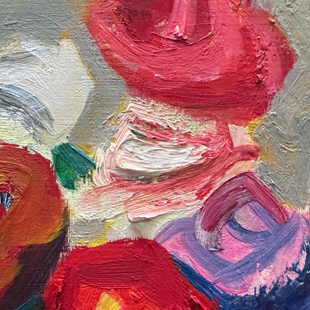 2114様感謝 ‼️村田省蔵「 薔薇 」肉筆油彩F6号署名共シール差函