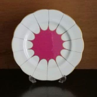 逸品　朱地アールデコ様式　ケーキ皿　飾り皿　ロイヤルアルバート　英国　1917年